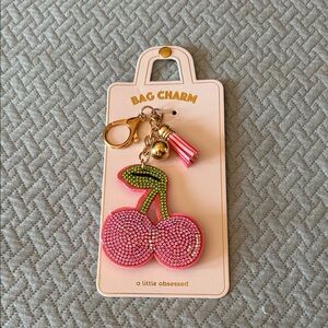 Pink and Green Cherry Bag Charm